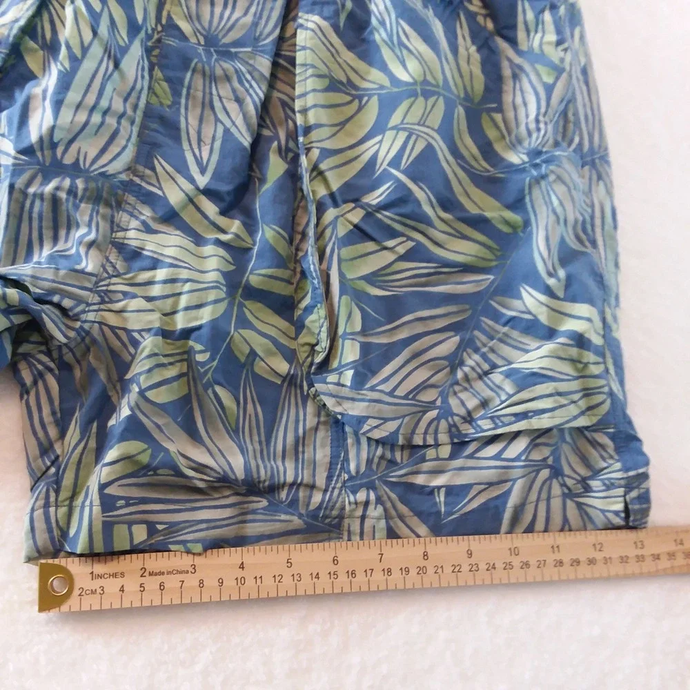 Tommy Bahama Paradise Nation Blue Leaf Print Swim Shorts Sz‎ L Tropical Lined